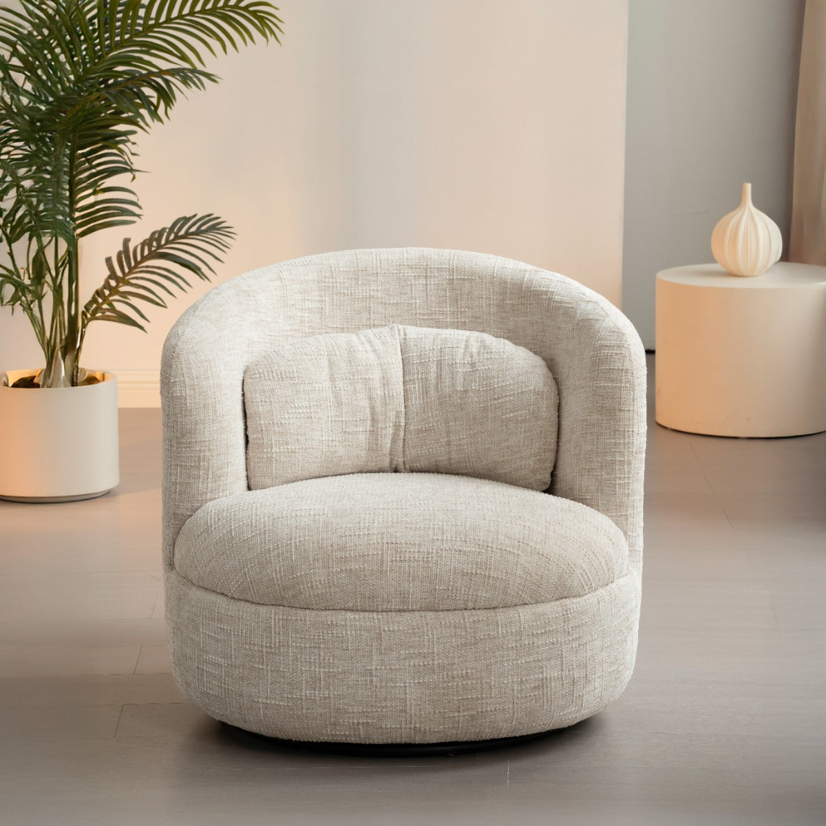 Loungesessel Britt drehbar - Cremeweiß-Loungesessel-Livingfurn-le canapé