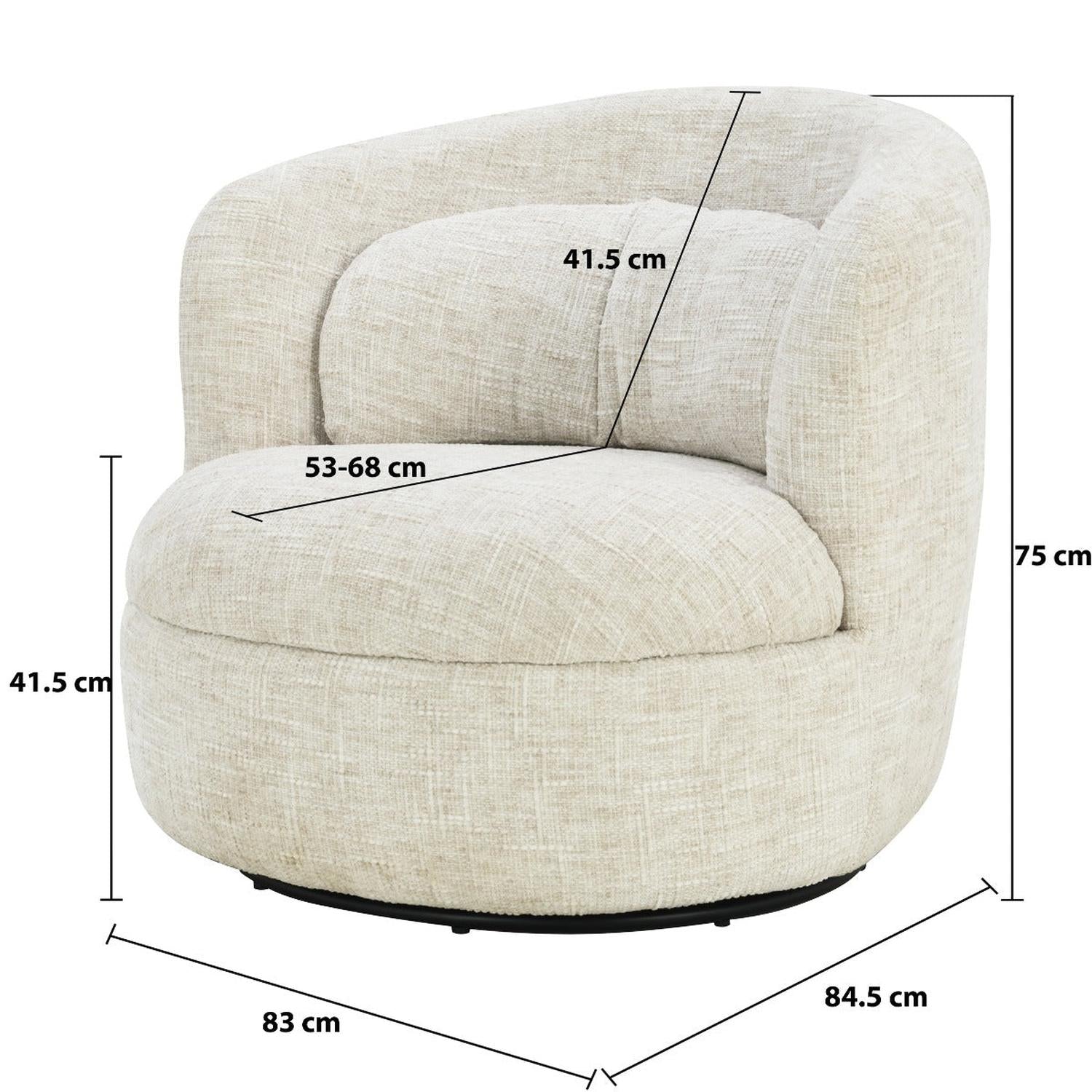 Loungesessel Britt drehbar - Cremeweiß-Loungesessel-Livingfurn-le canapé
