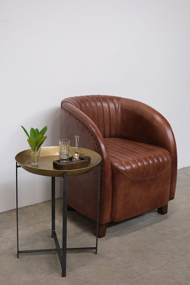 Loungesessel Daniel aus Büffelleder - Braun-Loungesessel-Trademark Living-le canapé