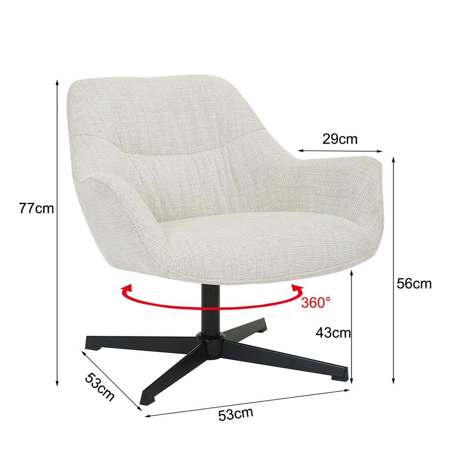 Loungesessel Daphne drehbar - Greige-Loungesessel-Livingfurn-le canapé