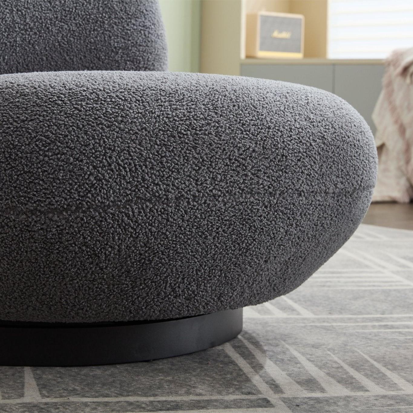 Loungesessel Emma aus Teddy Bouclé drehbar - Grau-Loungesessel-le canapé-le canapé