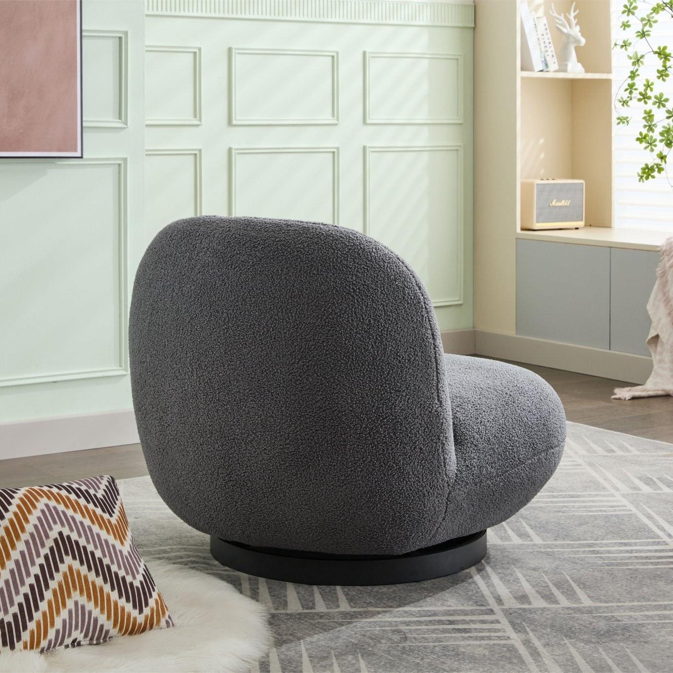 Loungesessel Emma aus Teddy Bouclé drehbar - Grau-Loungesessel-le canapé-le canapé