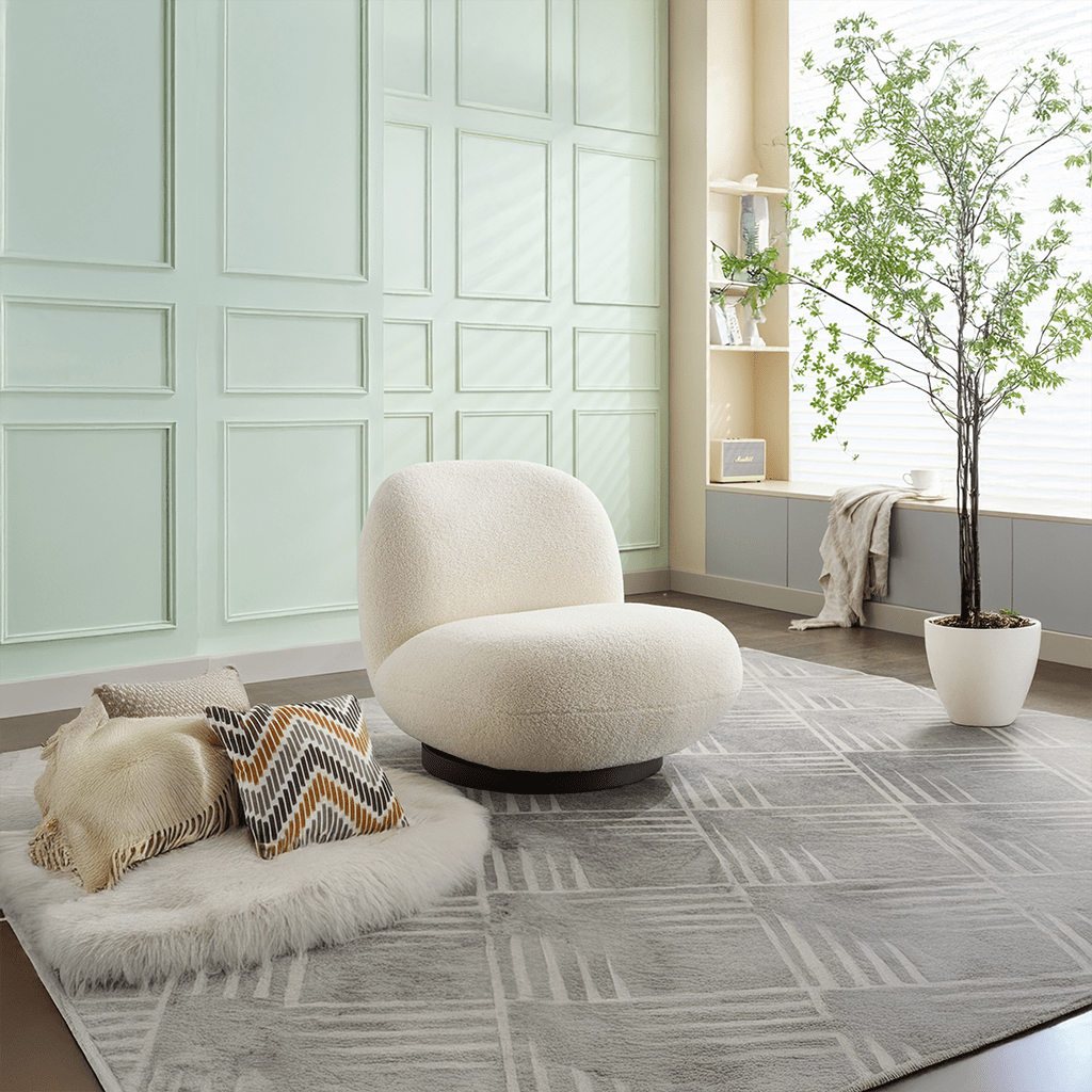 Loungesessel Emma aus Teddy Bouclé drehbar - Weiß-Loungesessel-le canapé-le canapé