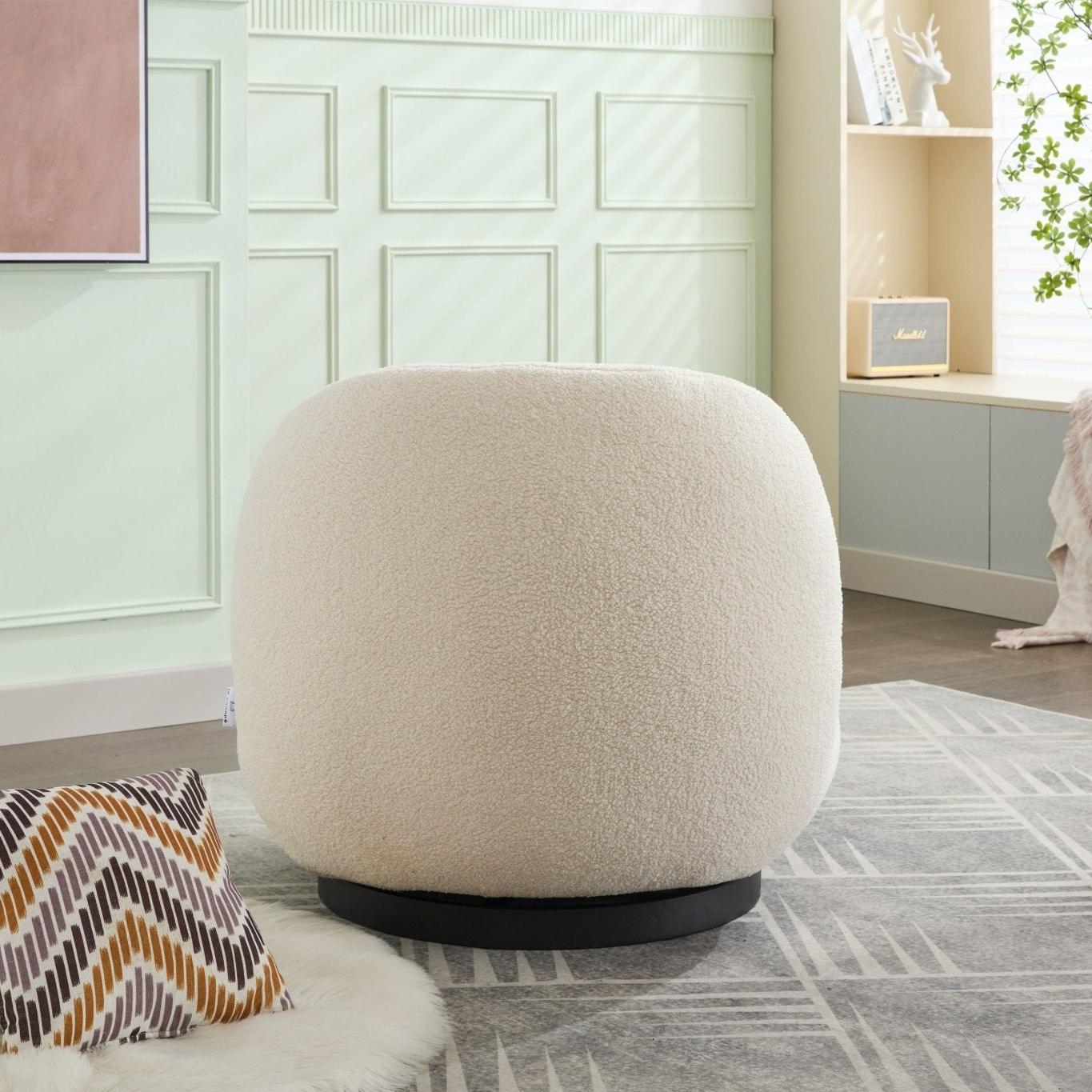 Loungesessel Emma aus Teddy Bouclé drehbar - Weiß-Loungesessel-le canapé-le canapé