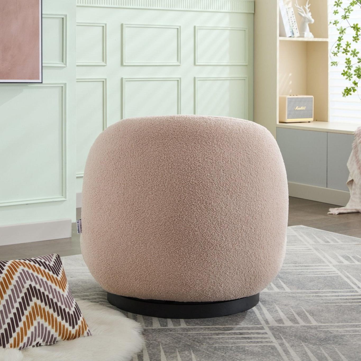 Loungesessel Emma mit Drehfunktion aus Teddy Bouclé - Beige-Loungesessel-le canapé-le canapé