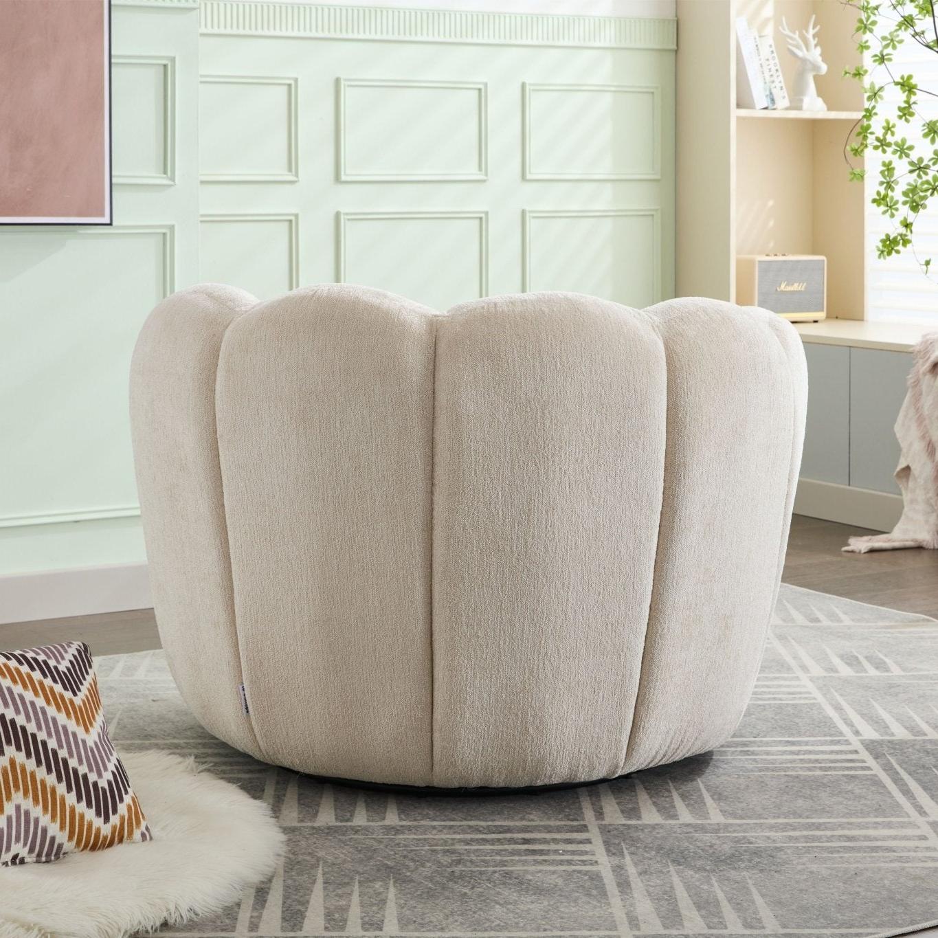 Loungesessel Julia drehbar aus Chenille - Beige-Loungesessel-le canapé-le canapé