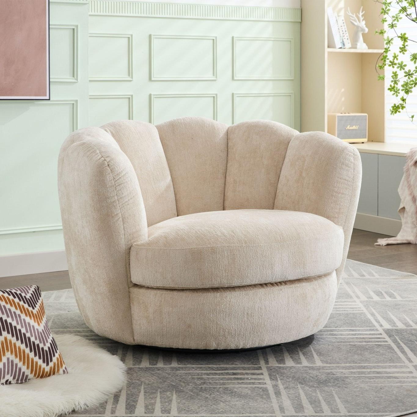 Loungesessel Julia drehbar aus Chenille - Beige-Loungesessel-le canapé-le canapé