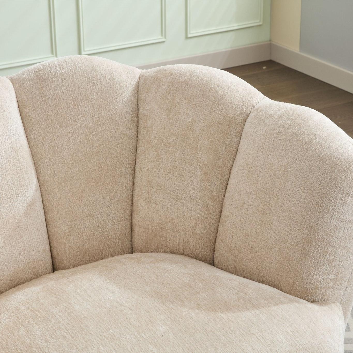 Loungesessel Julia drehbar aus Chenille - Beige-Loungesessel-le canapé-le canapé