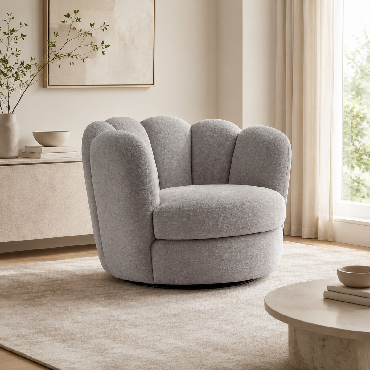 Loungesessel Julia drehbar aus Chenille - Grau-Loungesessel-le canapé-le canapé