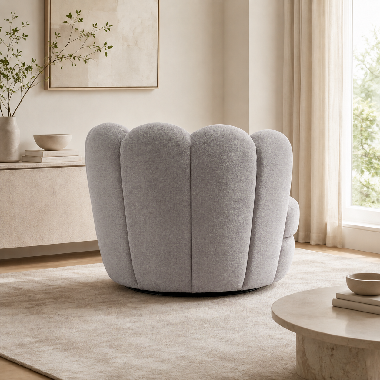 Loungesessel Julia drehbar aus Chenille - Grau-Loungesessel-le canapé-le canapé