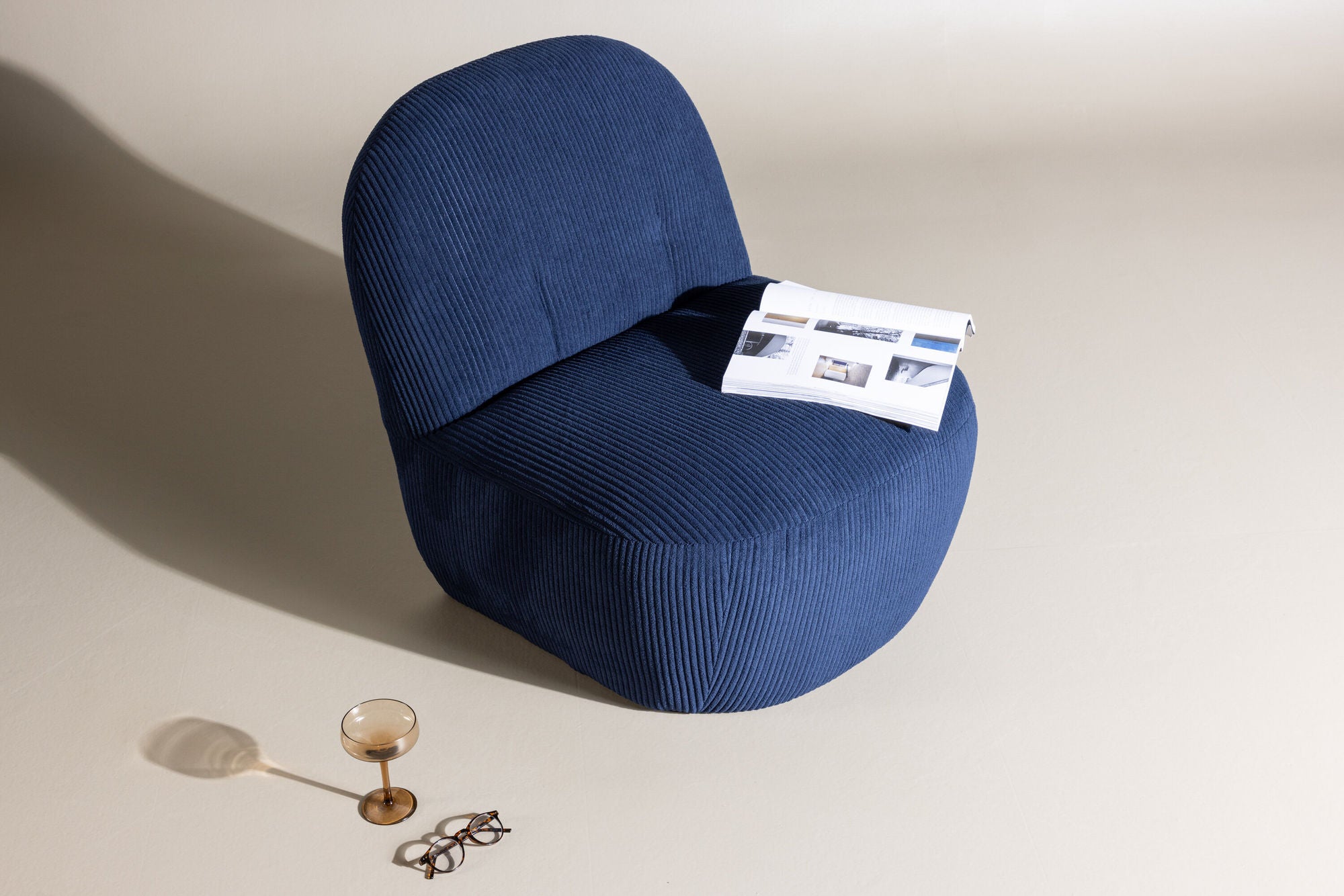 Loungesessel Mahla aus Cord - Blau-Loungesessel-Venture Home-le canapé