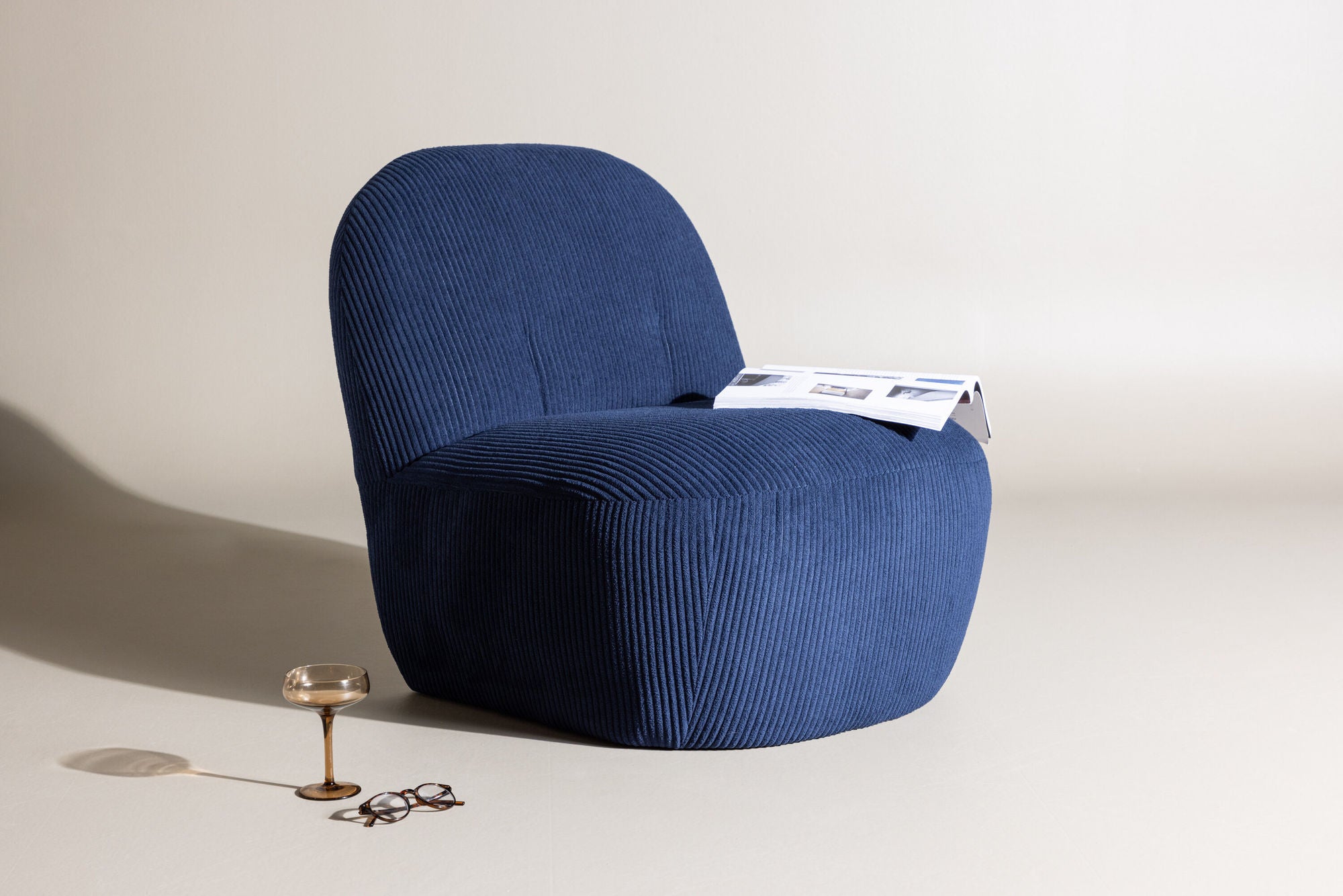 Loungesessel Mahla aus Cord - Blau-Loungesessel-Venture Home-le canapé