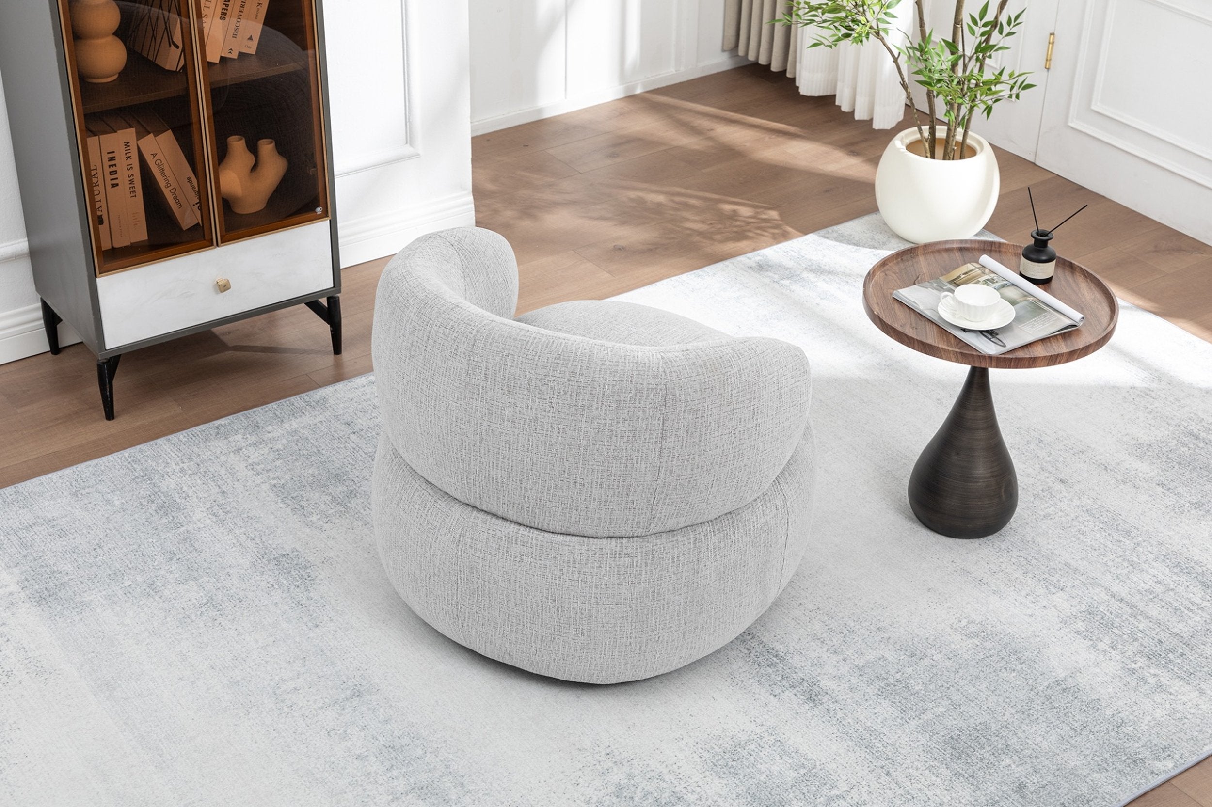 Loungesessel Max drehbar aus Chenille - Grau-Loungesessel-le canapé-le canapé