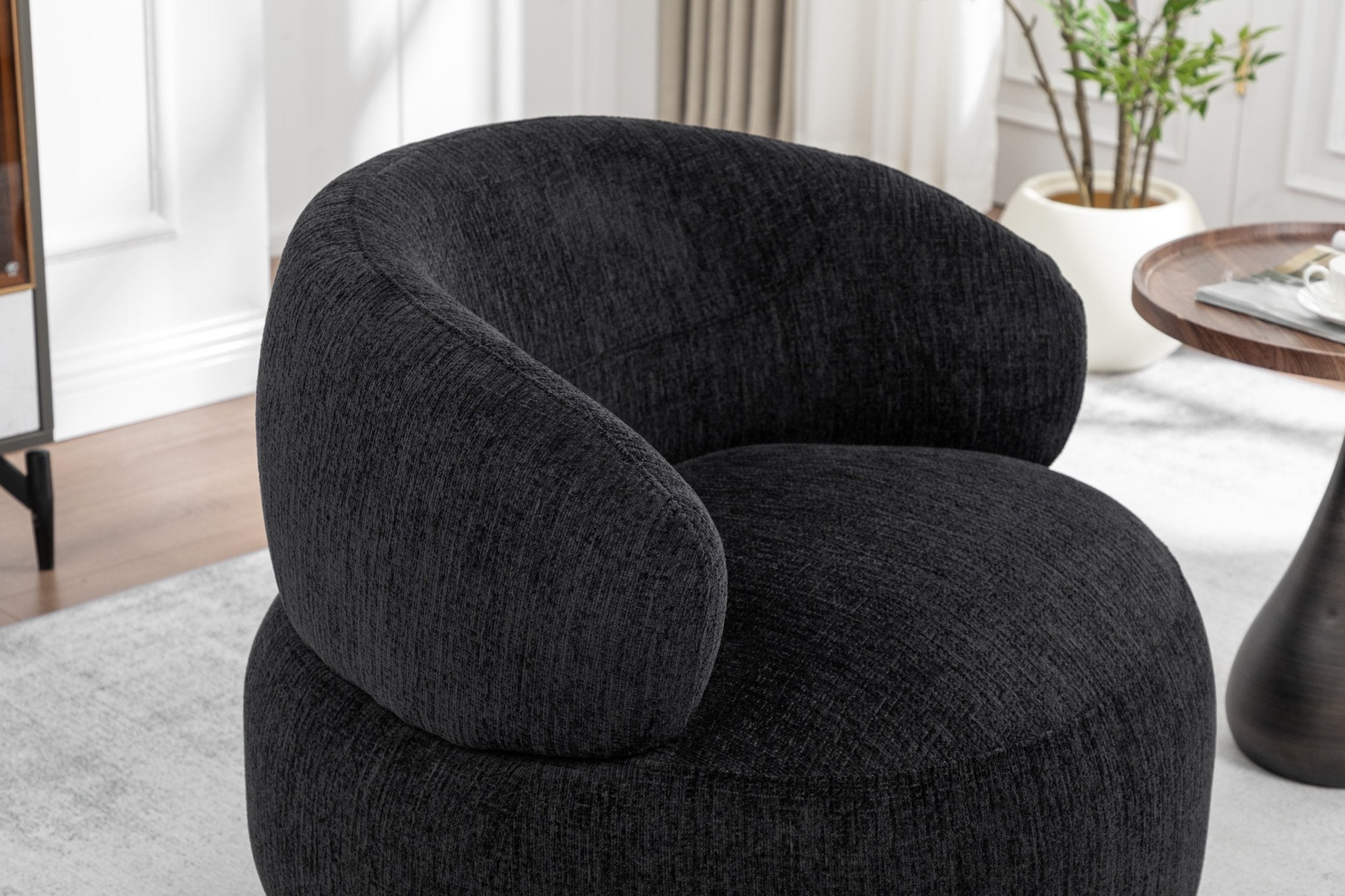 Loungesessel Max drehbar aus Chenille - Schwarz-Loungesessel-le canapé-le canapé