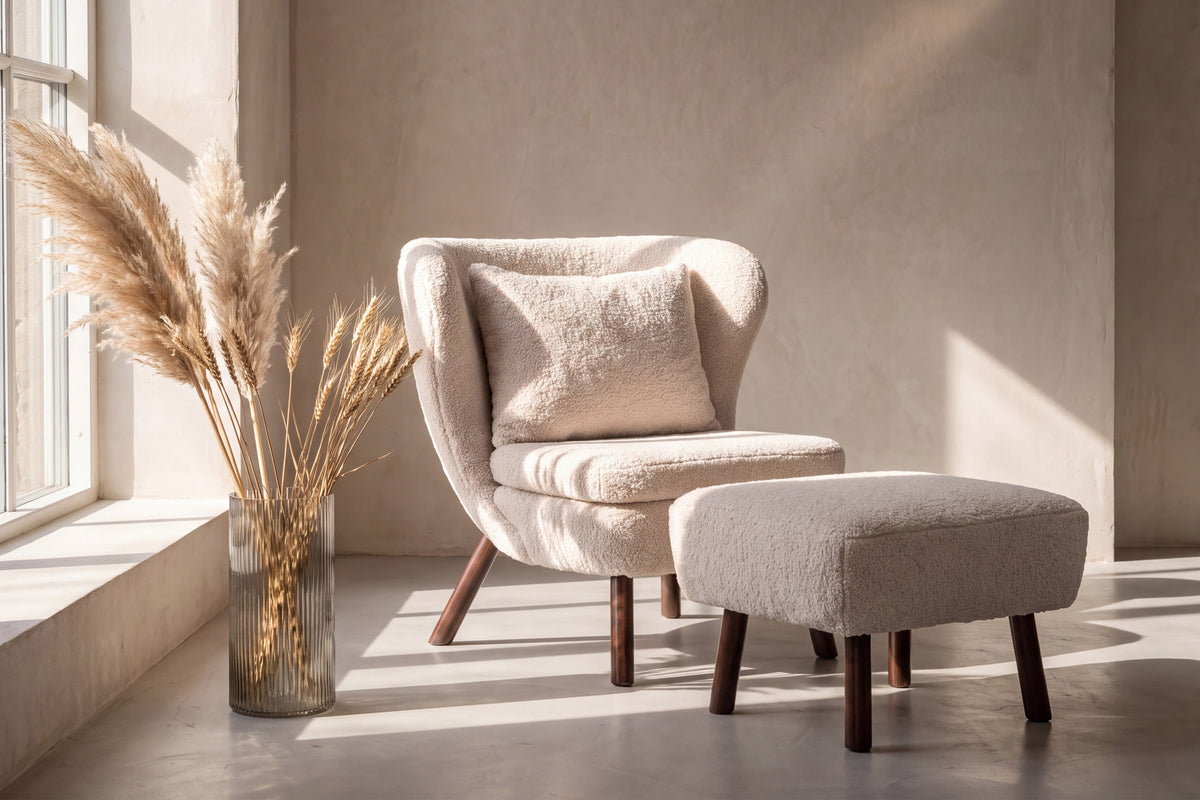 Loungesessel Ryxö aus Teddy Bouclé - Weiß-Loungesessel-Venture Home-le canapé