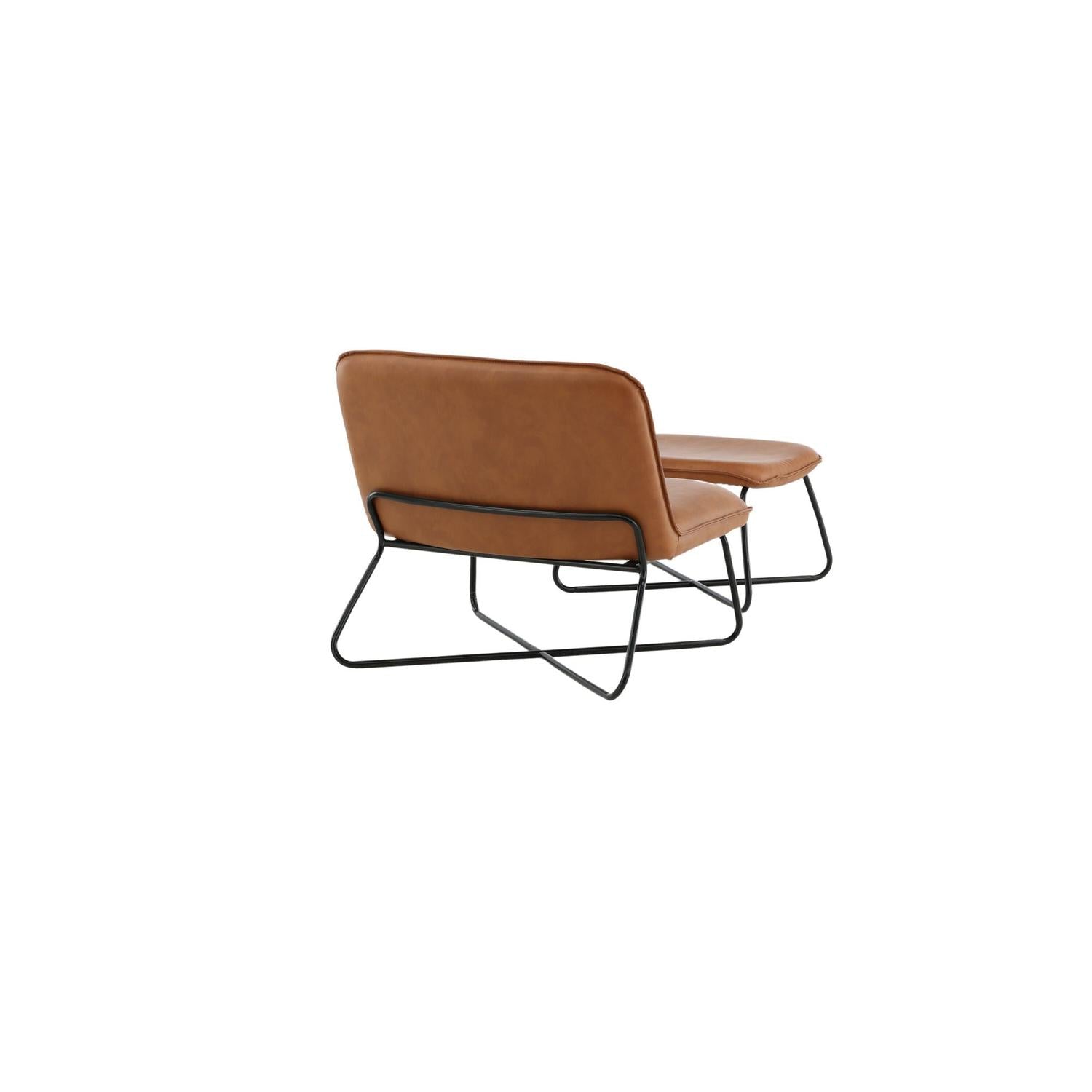 Loungesessel X-Lounge mit Fußhocker aus Kunstleder - Braun-Loungesessel-Venture Home-le canapé