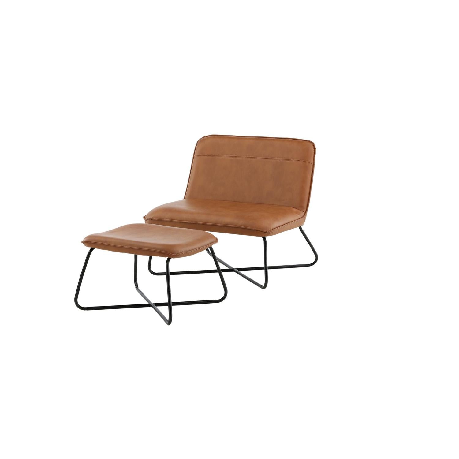 Loungesessel X-Lounge mit Fußhocker aus Kunstleder - Braun-Loungesessel-Venture Home-le canapé
