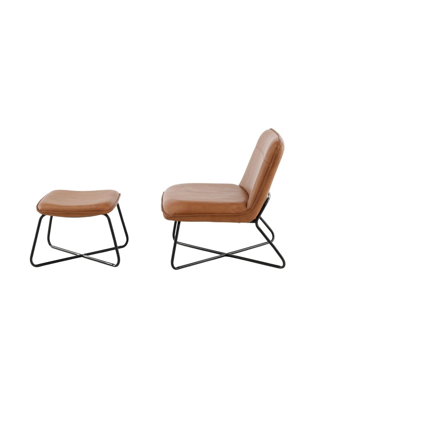Loungesessel X-Lounge mit Fußhocker aus Kunstleder - Braun-Loungesessel-Venture Home-le canapé