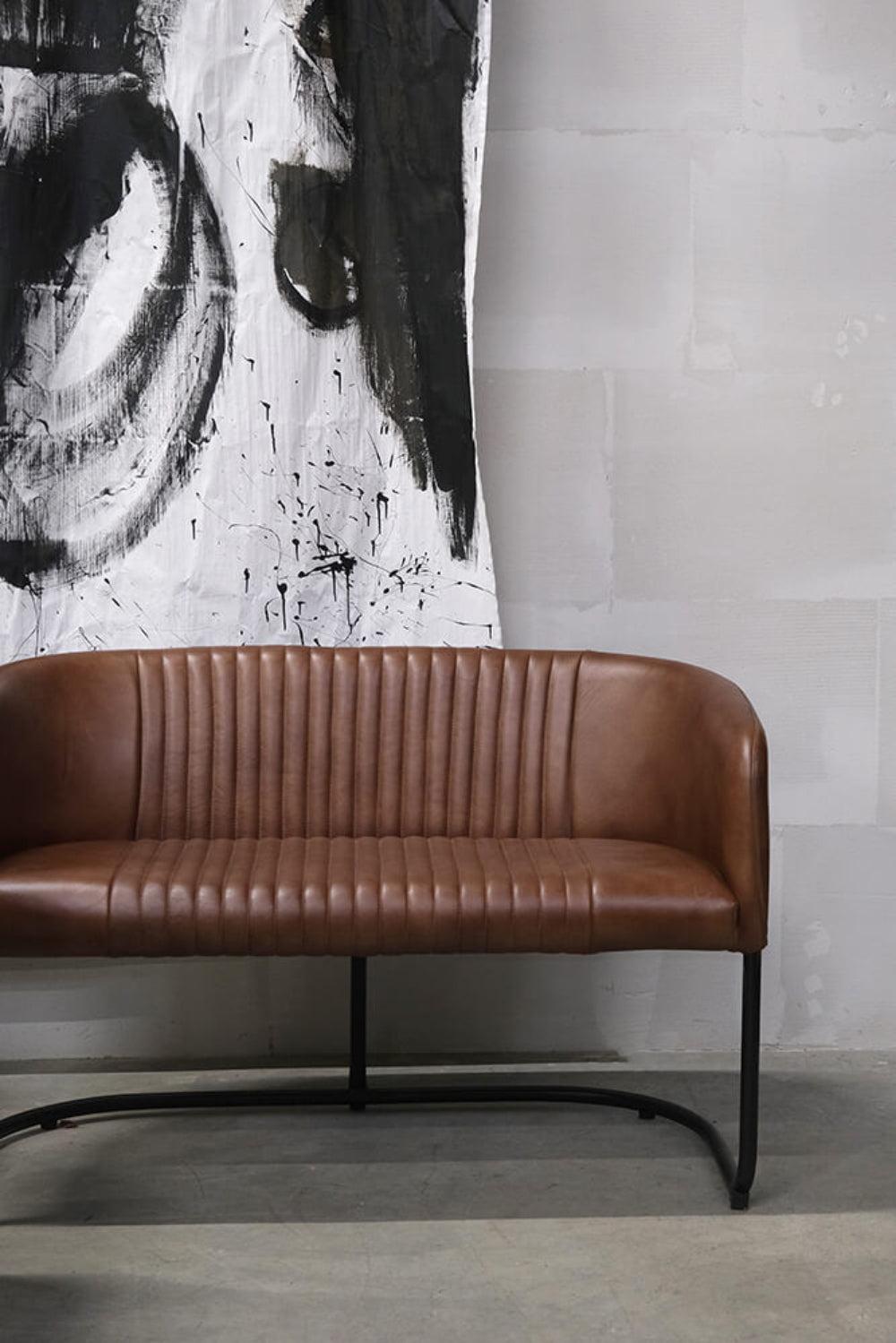 Loungesofa Harlem aus Büffelleder - Braun-Lederbänke-Trademark Living-le canapé