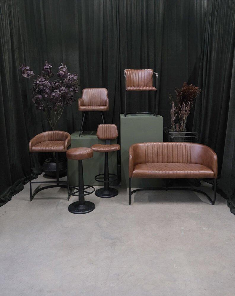 Loungesofa Harlem aus Büffelleder - Braun-Lederbänke-Trademark Living-le canapé