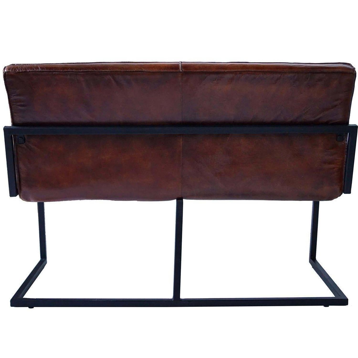 Loungesofa Helen aus Leder - Braun-Lederbänke-Trademark Living-le canapé