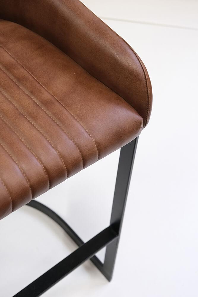 Barhocker Odense mit Ledersitz aus Metall - Braun
