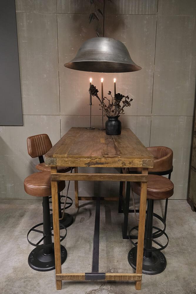 Barhocker Bowie mit Ledersitz aus Metall - Braun