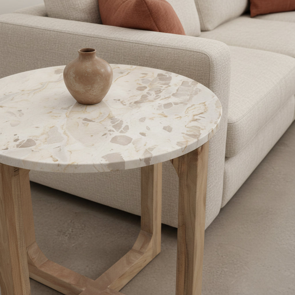 Marmor-Beistelltisch Creme - 50x50x50 cm-Raw Materials-le canapé