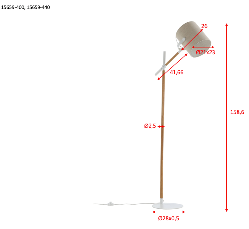 Stehlampe Dennis mit verstellbarem Schaft - Beige - Venture Home - le canapé