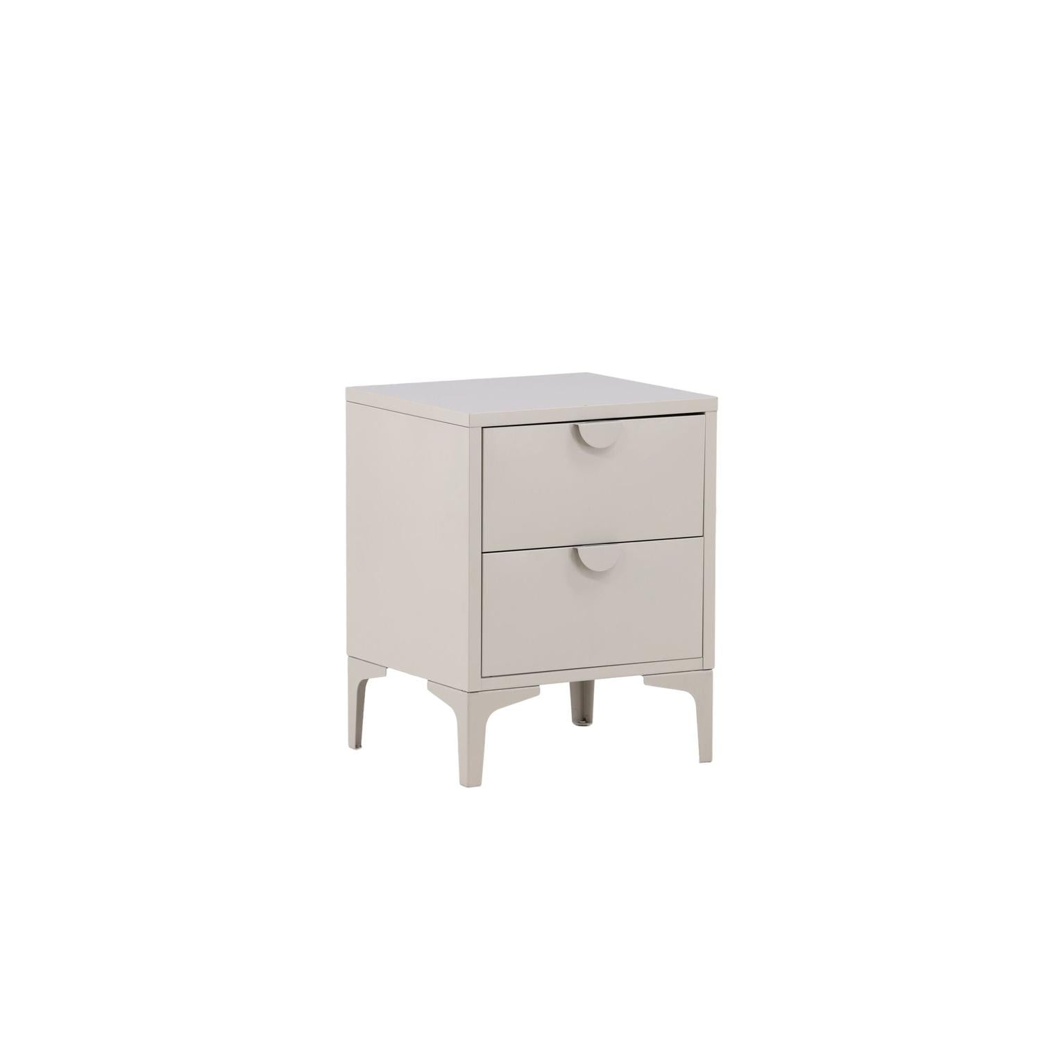 Nachttisch Piring mit 2 Schubladen aus Metall - Beige-Nachttisch-Venture Home-le canapé