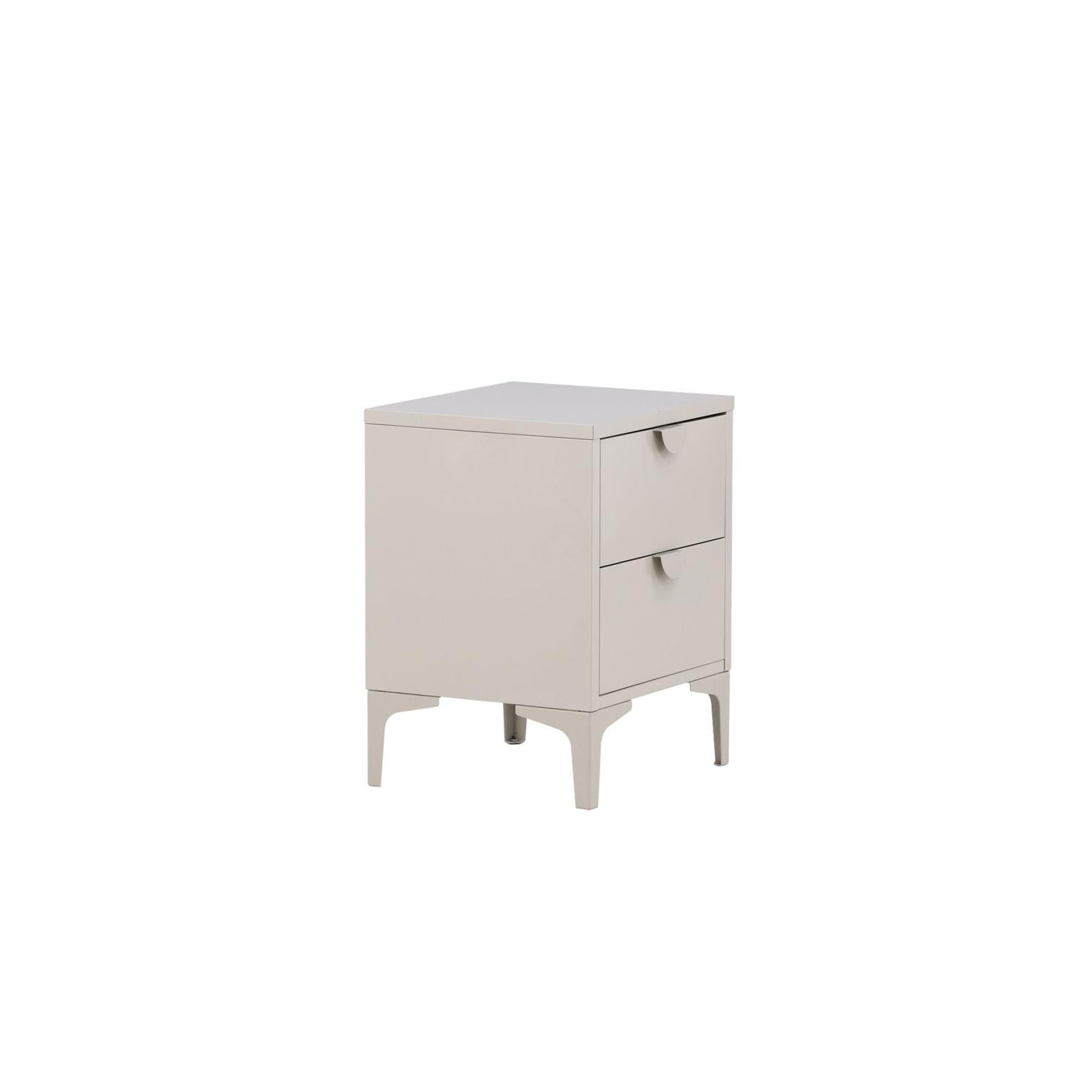 Nachttisch Piring mit 2 Schubladen aus Metall - Beige-Nachttisch-Venture Home-le canapé