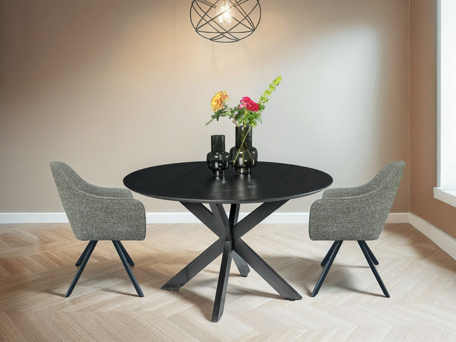 Oslo Rund Schwarz 120 cm-Livingfurn-le canapé