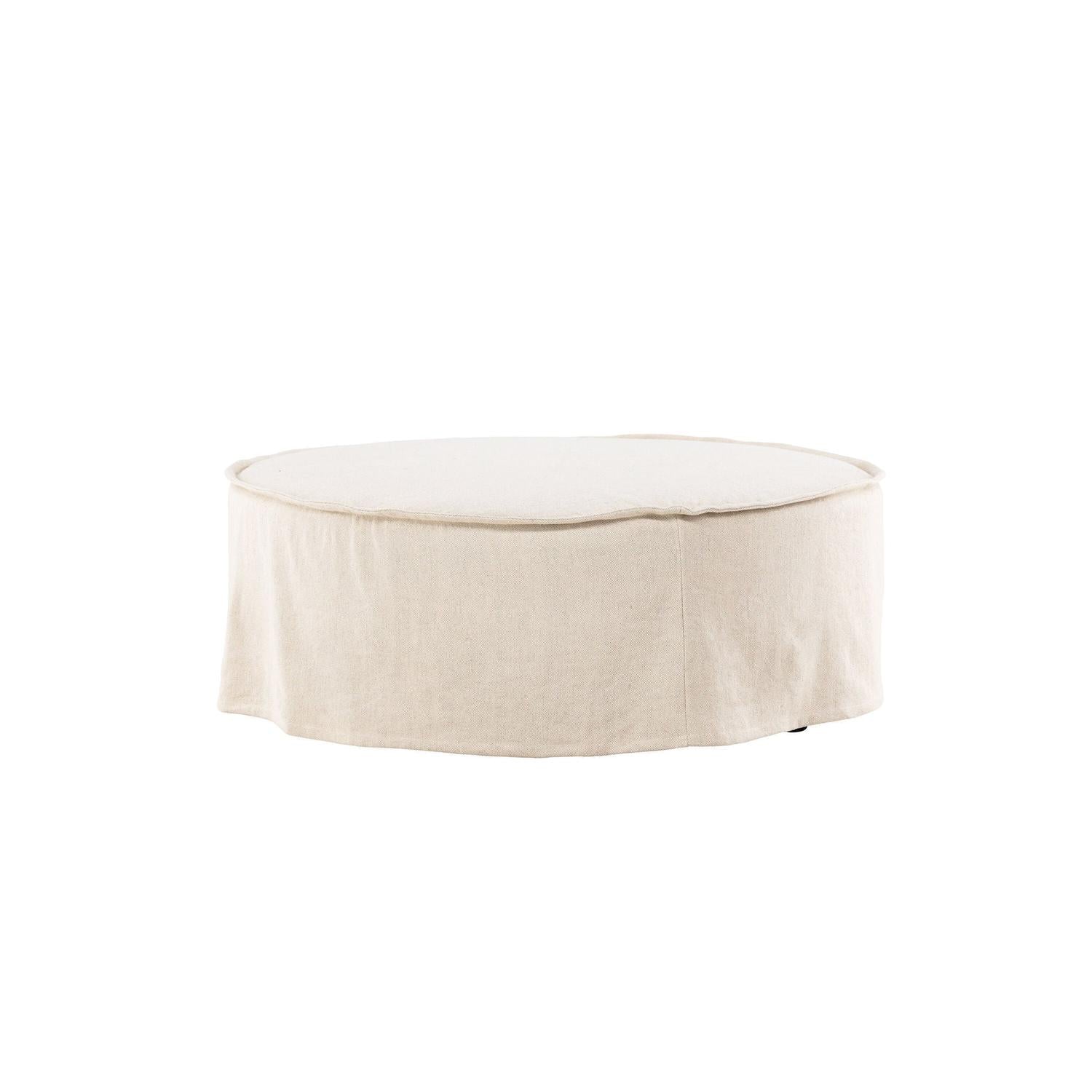 Ottoman Vindö aus Leinen Ø101 cm - Beige-Pouf-Vind-le canapé