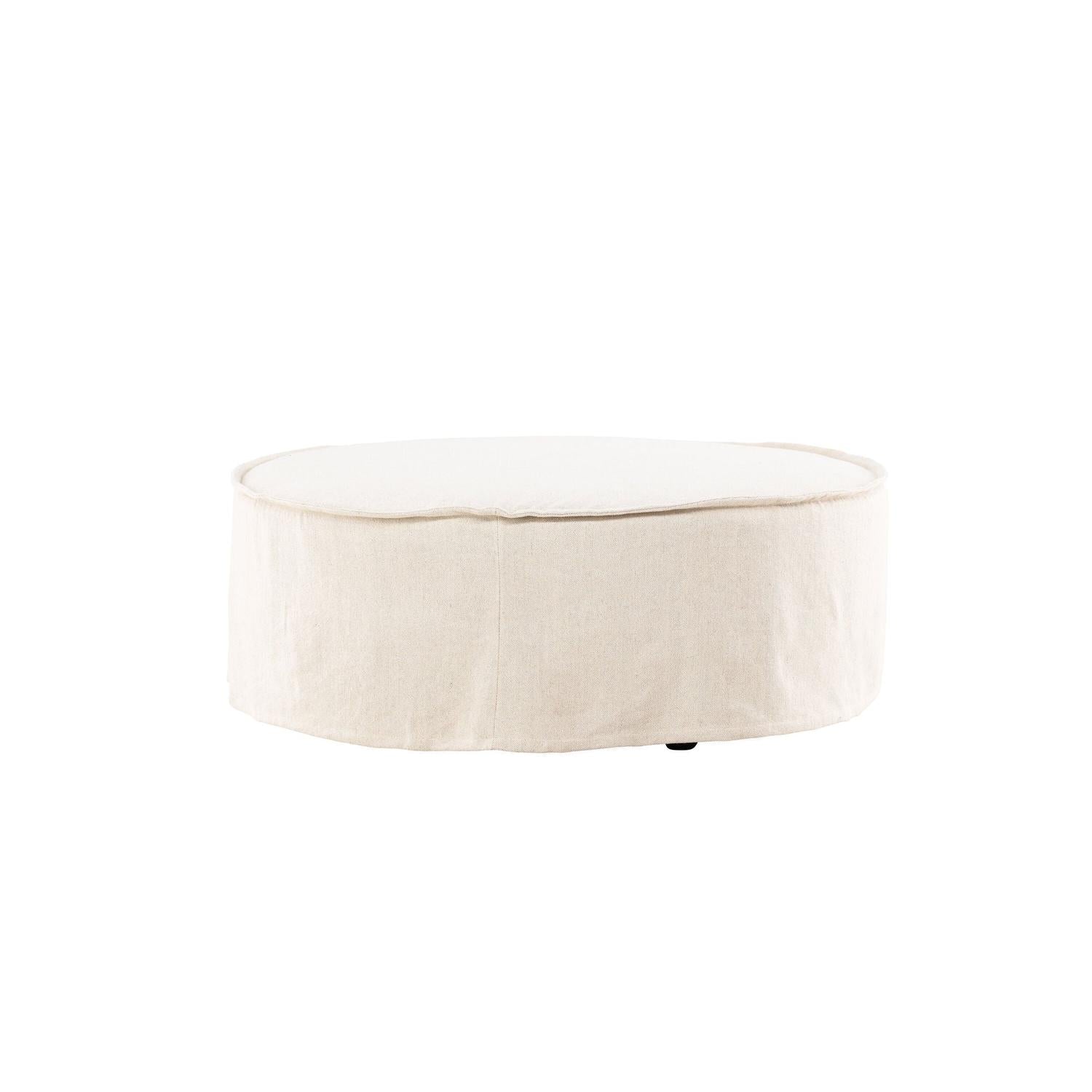 Ottoman Vindö aus Leinen Ø101 cm - Beige-Pouf-Vind-le canapé