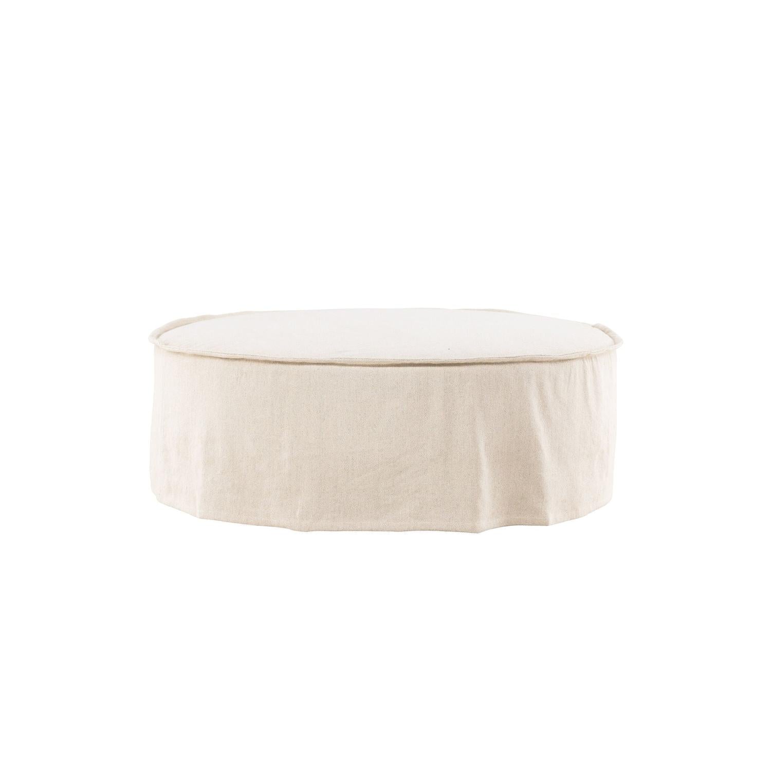 Ottoman Vindö aus Leinen Ø101 cm - Beige-Pouf-Vind-le canapé