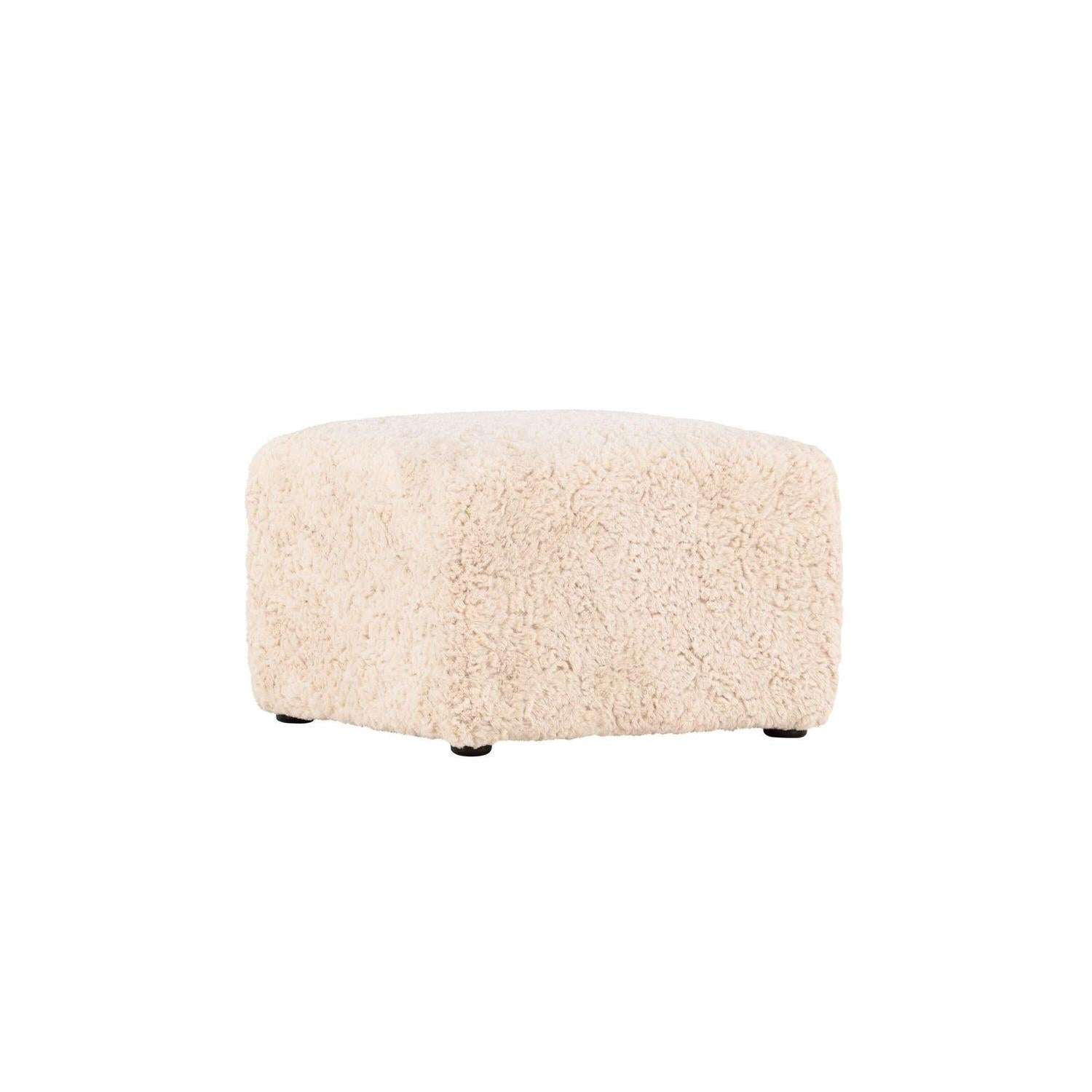 Polsterhocker Frankie 50*50cm aus Kunstfell - Beige-Polsterhocker-Vind-le canapé