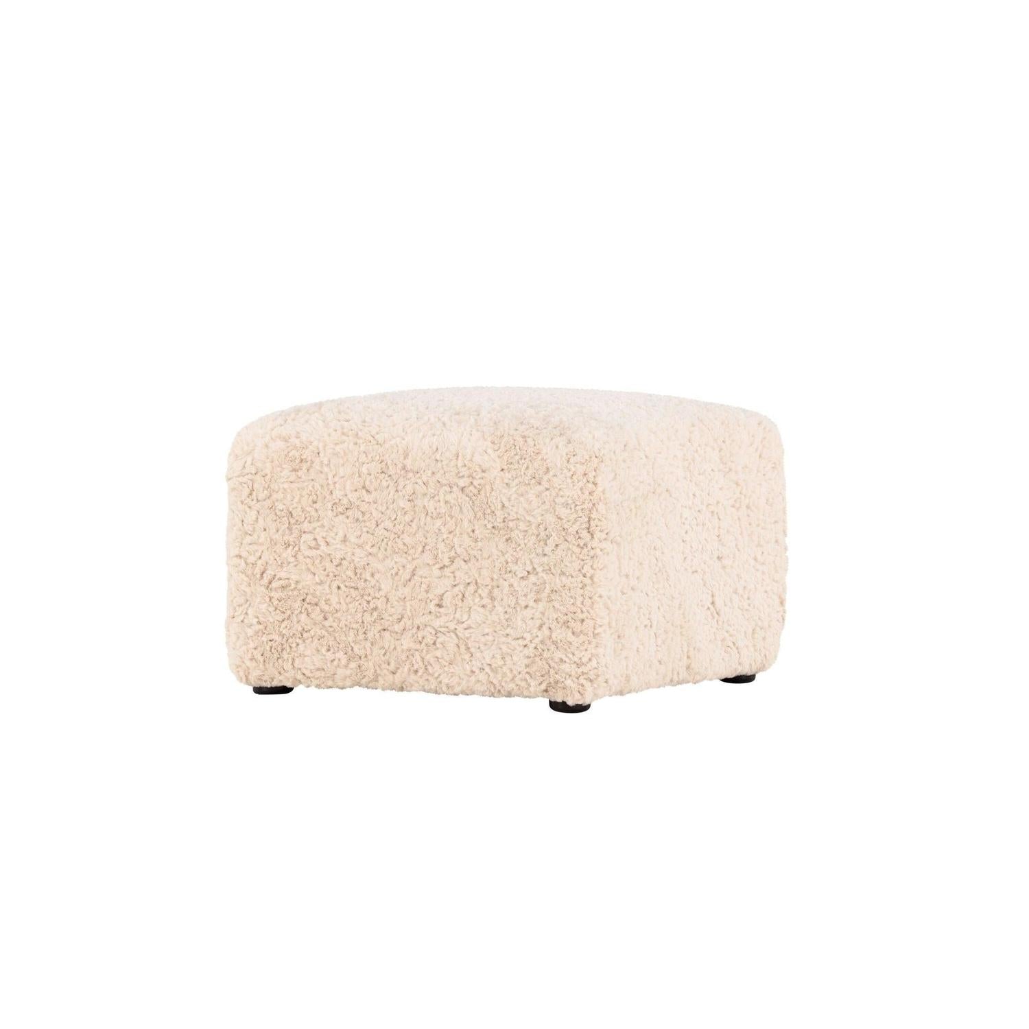 Polsterhocker Frankie 50*50cm aus Kunstfell - Beige-Polsterhocker-Vind-le canapé