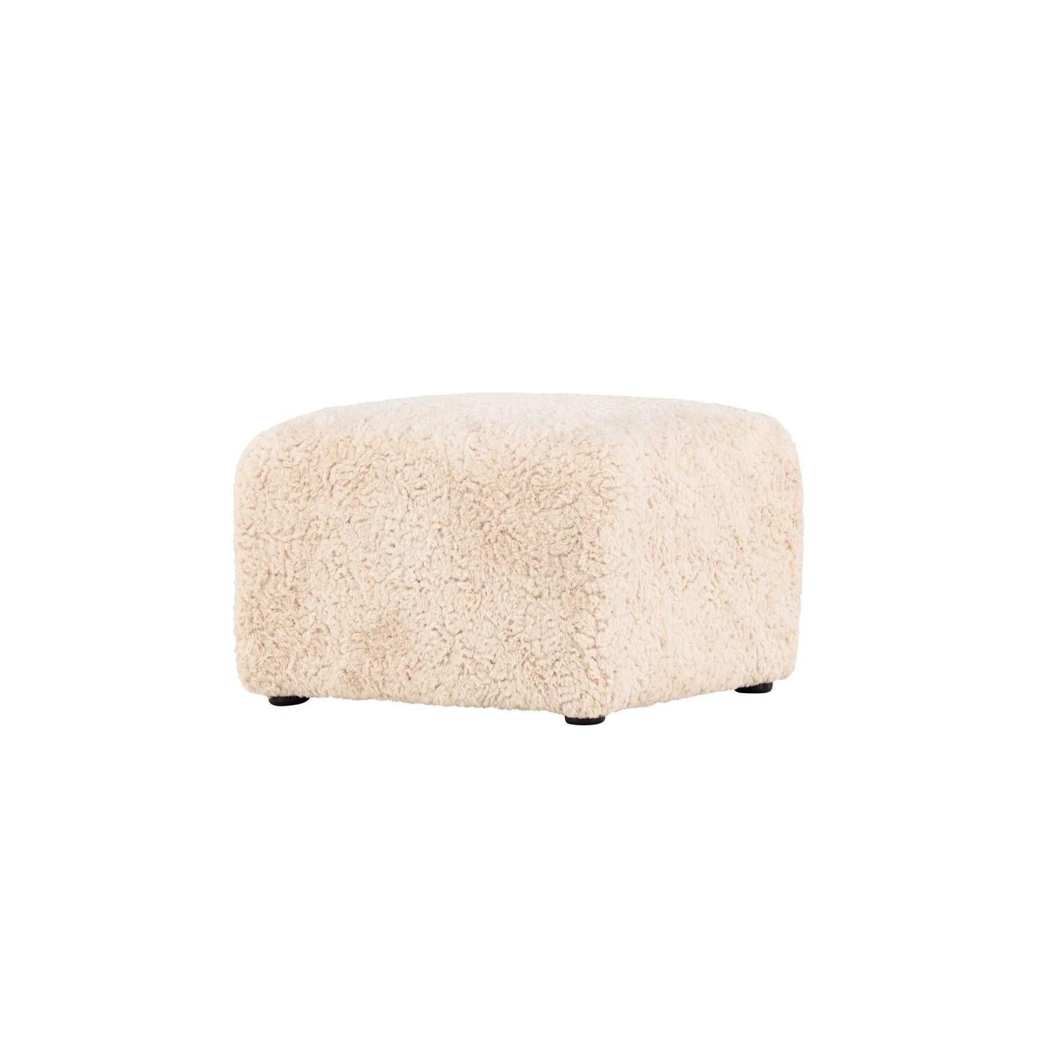 Polsterhocker Frankie 50*50cm aus Kunstfell - Beige-Polsterhocker-Vind-le canapé