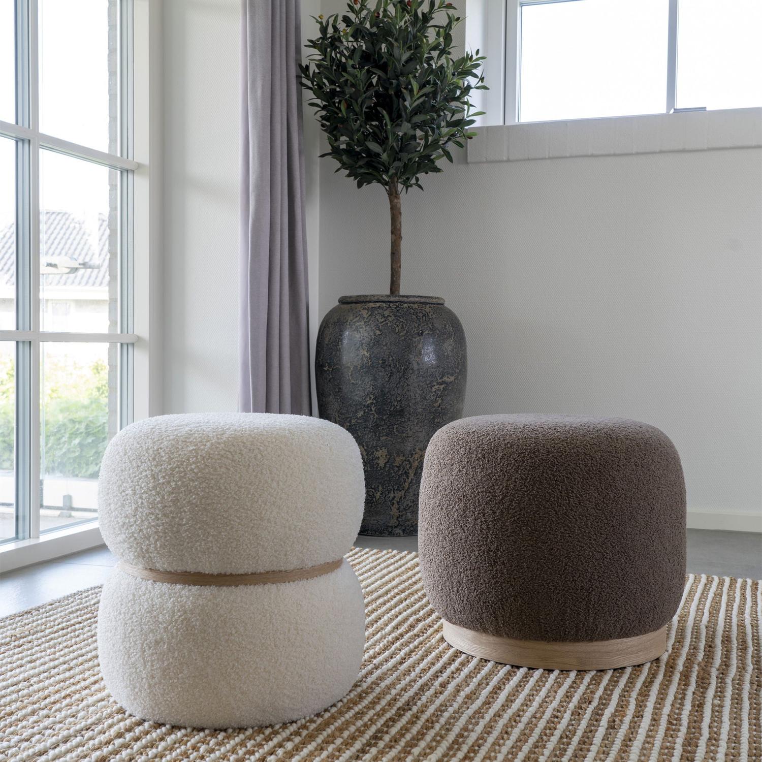 Pouf Belfort aus Teddy Bouclé Ø45cm - Braun-Poufs-House Nordic-le canapé