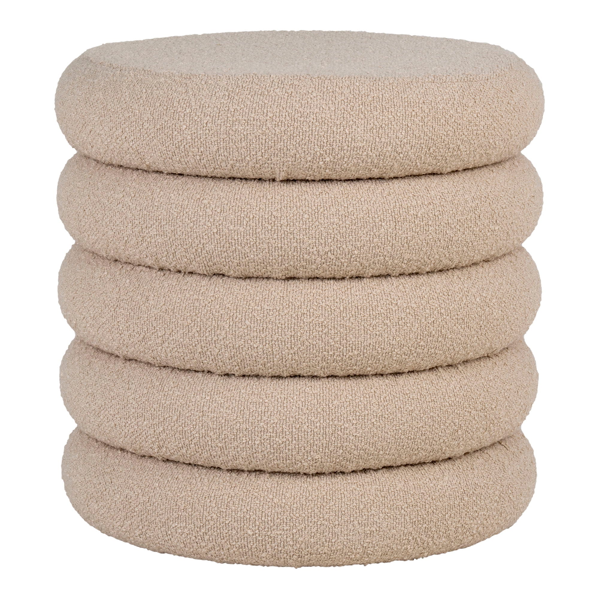 Pouf Brooklyn aus Teddy Bouclé Ø44cm - Beige-Pouf-House Nordic-le canapé