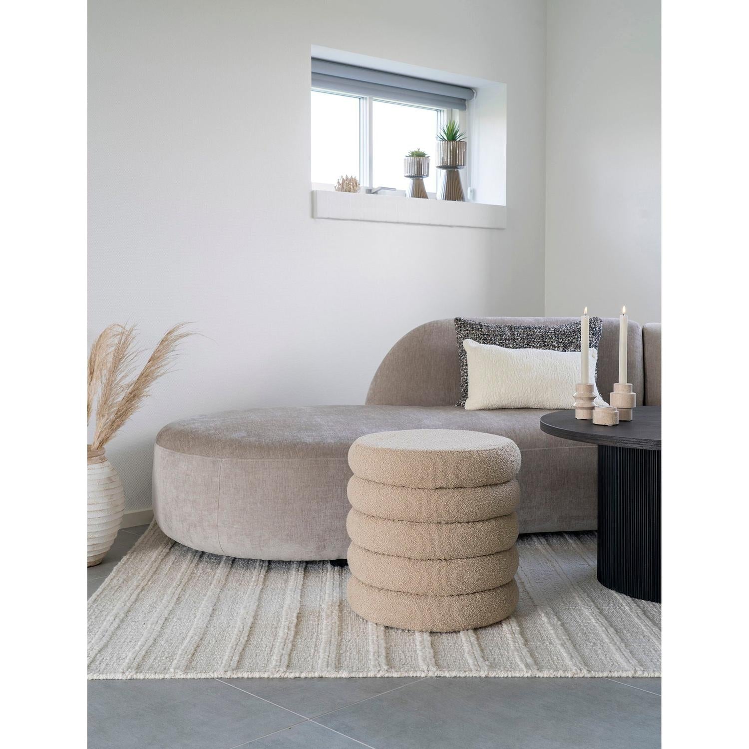 Pouf Brooklyn aus Teddy Bouclé Ø44cm - Beige-Poufs-House Nordic-le canapé