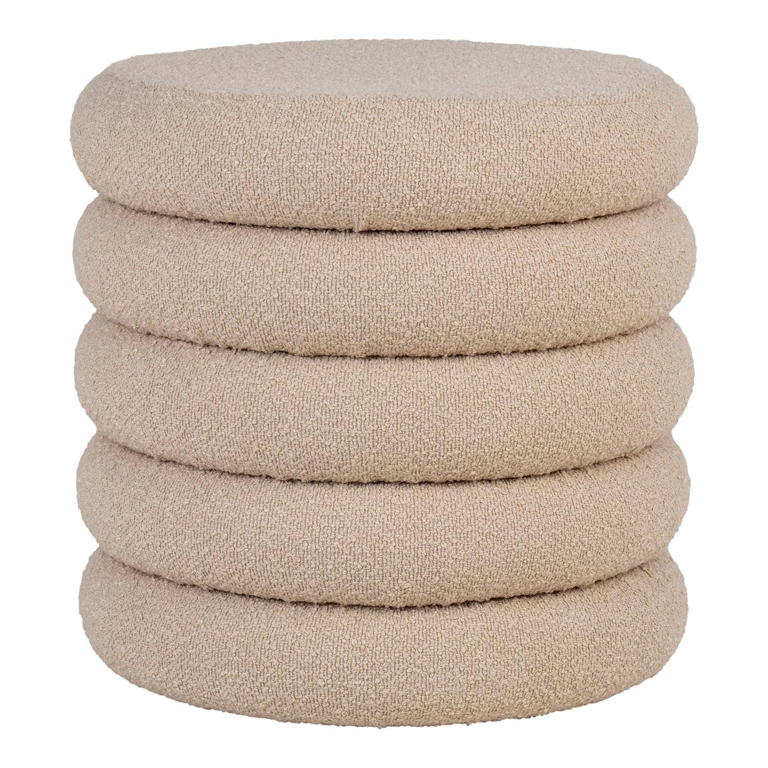 Pouf Brooklyn aus Teddy Bouclé Ø44cm - Beige-Poufs-House Nordic-le canapé