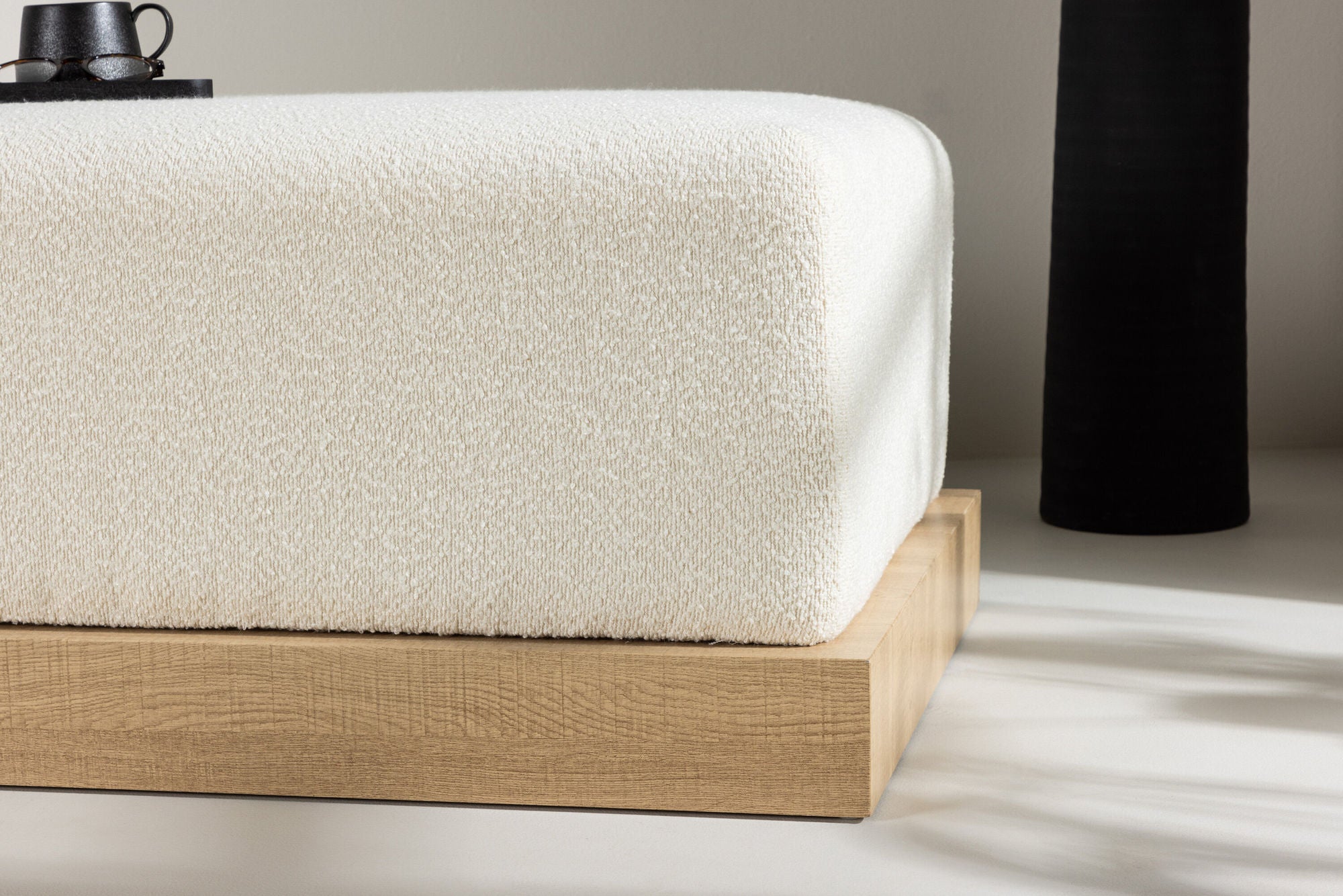 Pouf Ivy aus Teddy Bouclé 100x70cm - Weiß-Poufs-Venture Home-le canapé