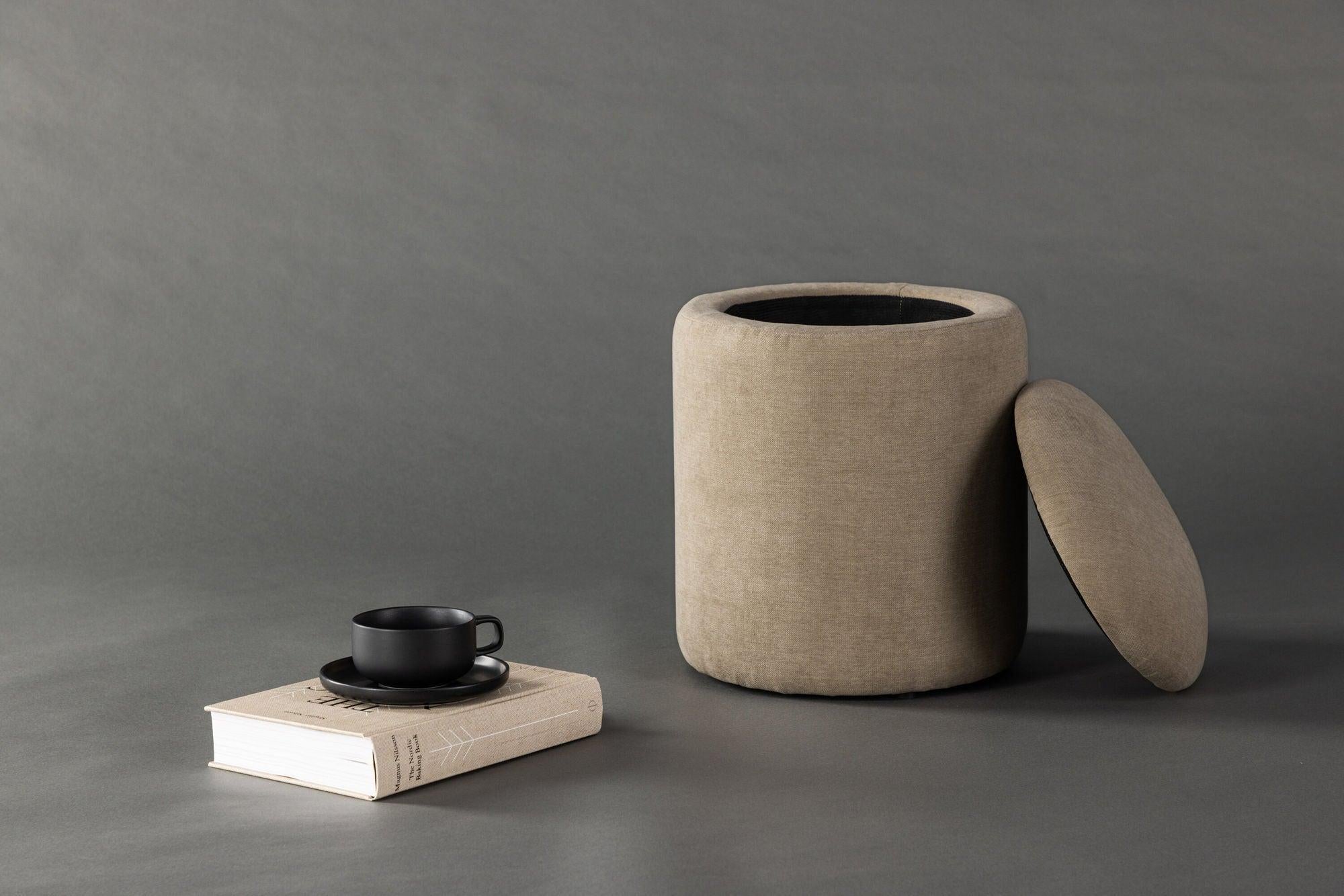 Pouf Limpen aus Leinen Ø32cm - Beige-Pouf-Venture Home-le canapé