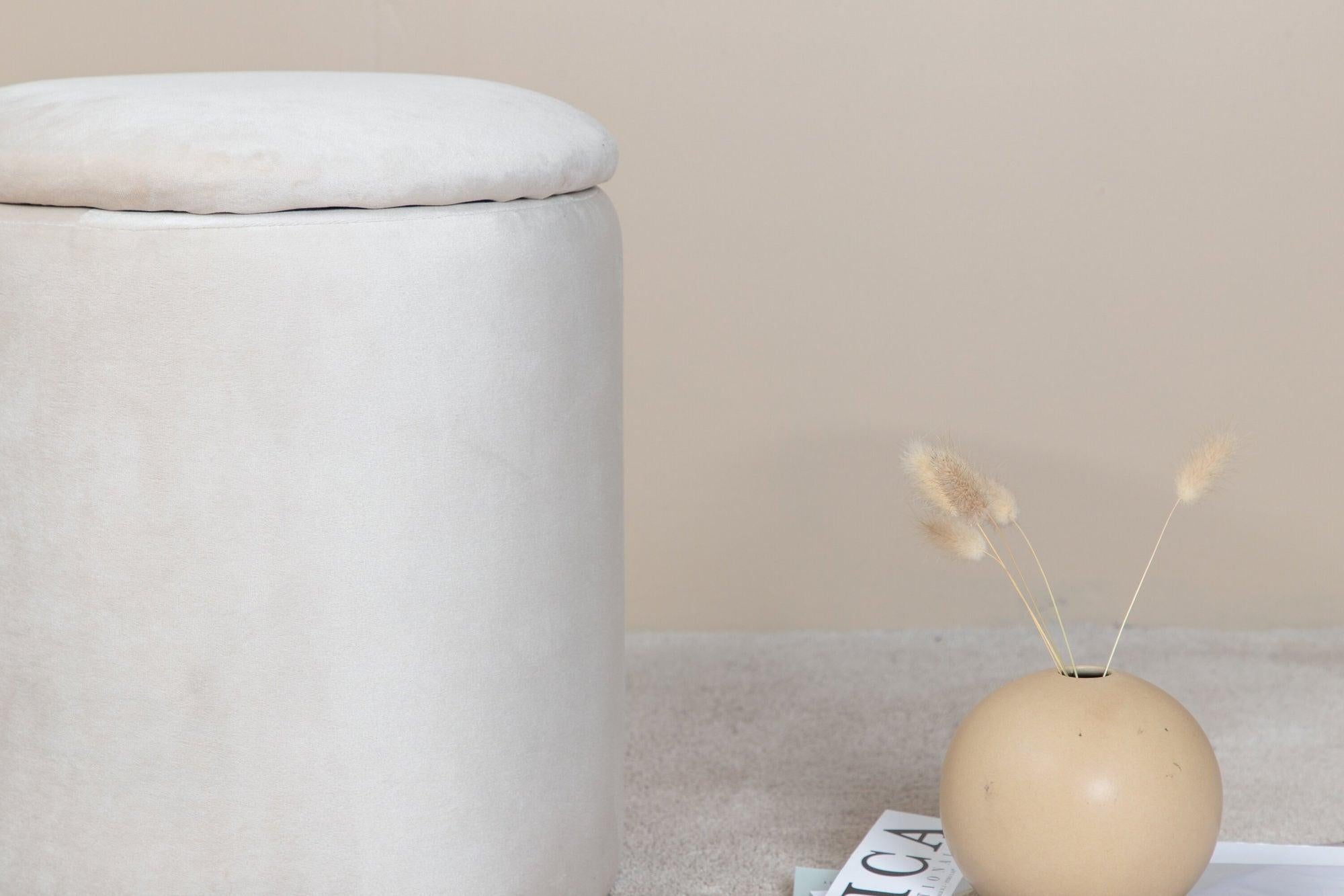 Pouf Limpen aus Samt Ø32cm - Beige-Pouf-Venture Home-le canapé