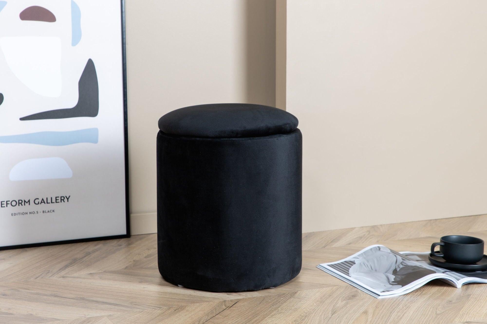 Pouf Limpen aus Samt Ø32cm - Schwarz-Pouf-Venture Home-le canapé