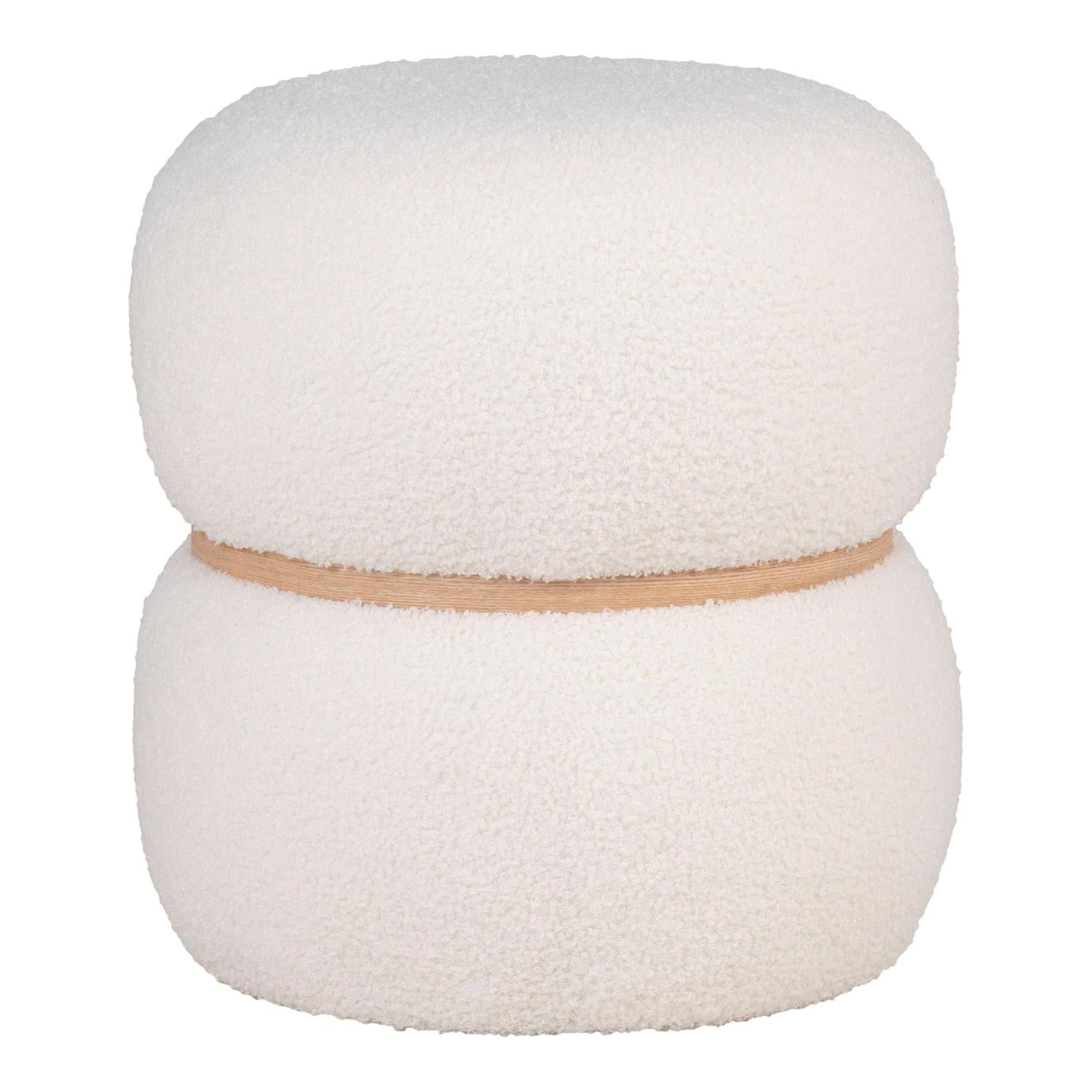 Pouf Milford aus Teddy Bouclé Ø38cm - Weiß-Pouf-House Nordic-le canapé