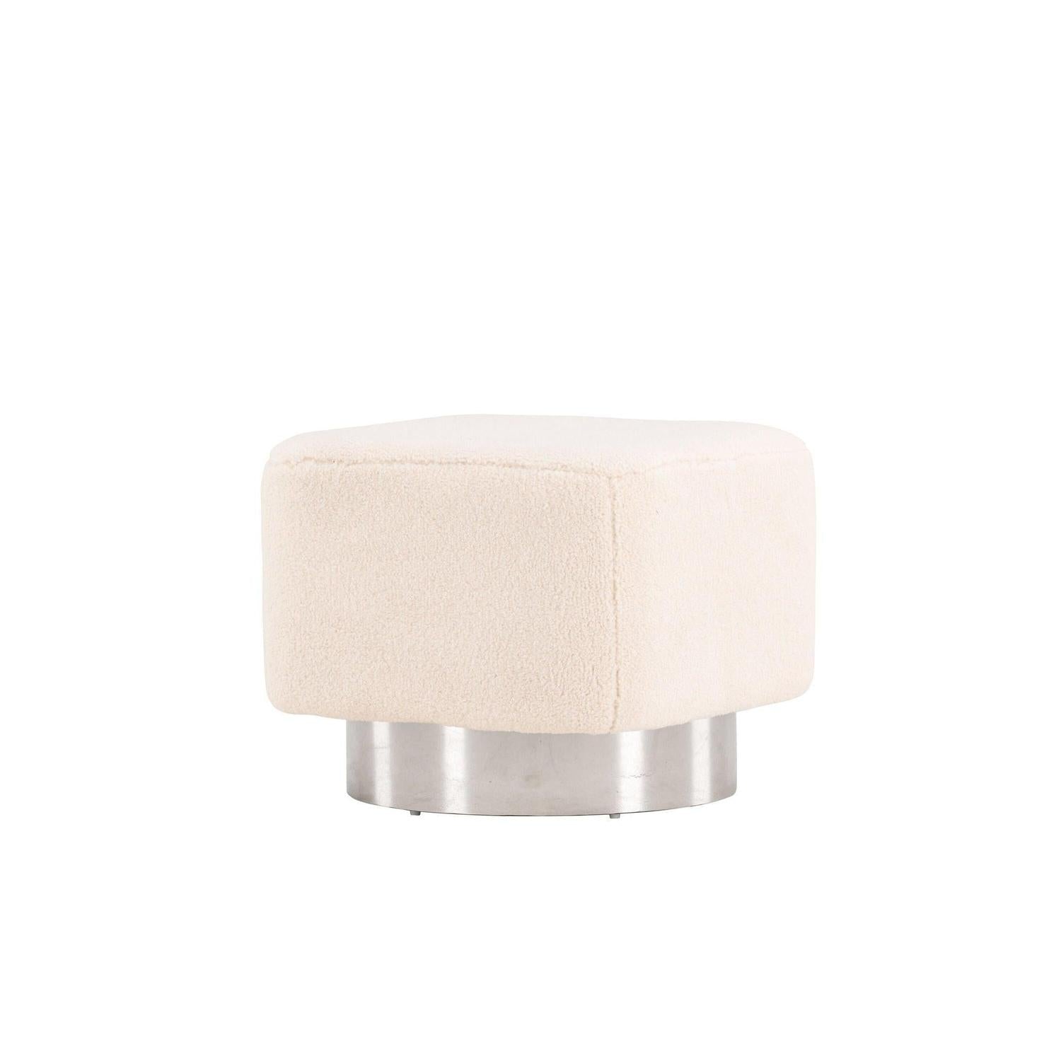 Pouf Newton aus Fleece 45*45cm - Weiß/Silber-Pouf-Venture Home-le canapé