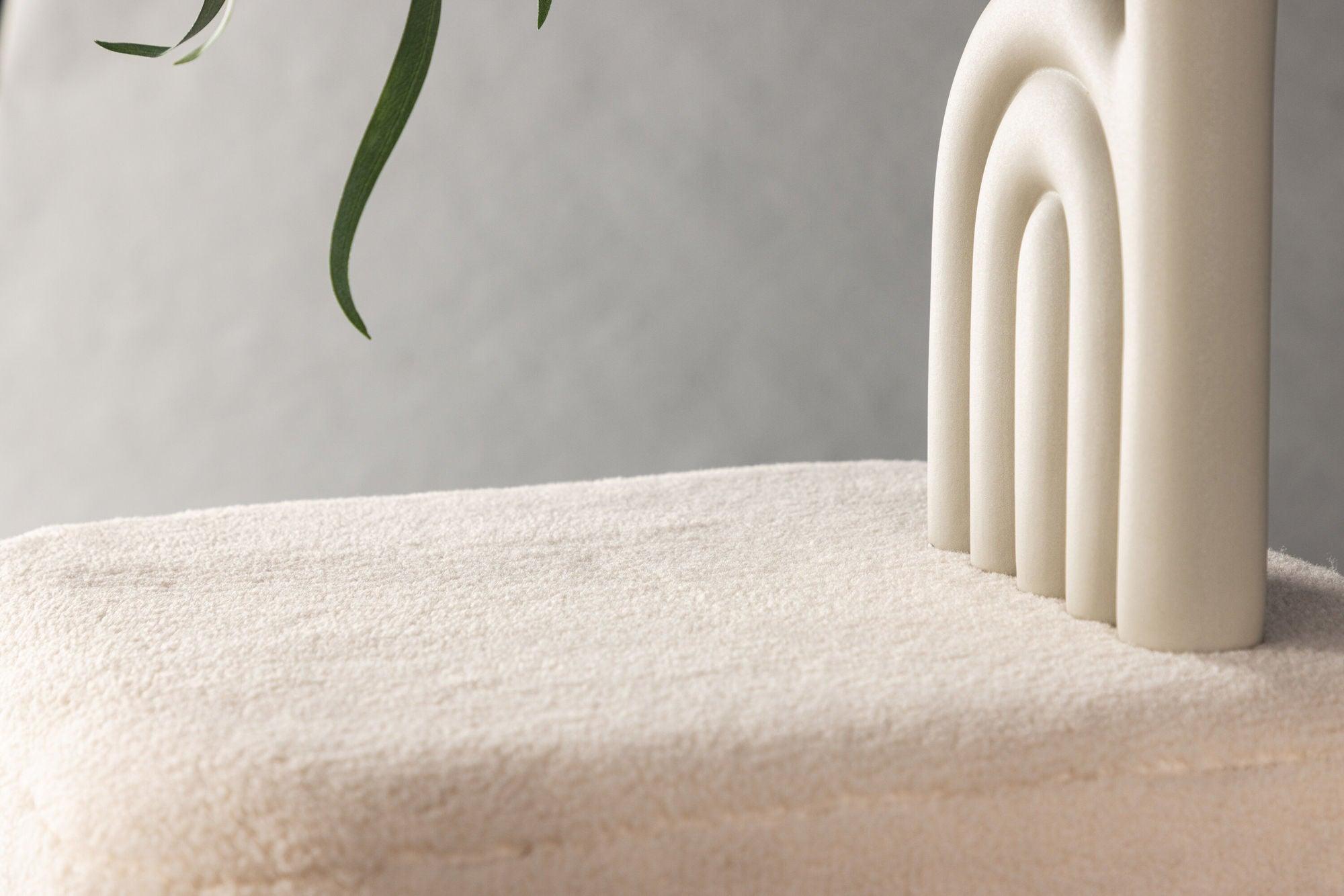 Pouf Newton aus Fleece 45*45cm - Weiß/Silber-Pouf-Venture Home-le canapé