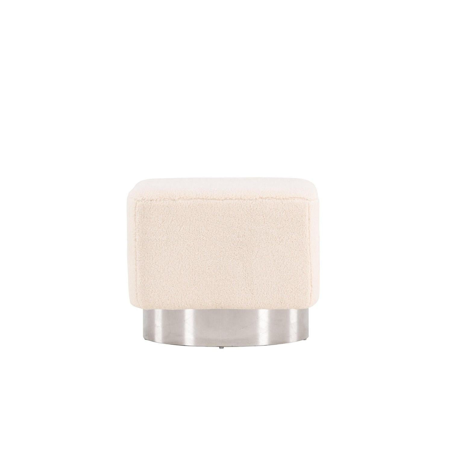 Pouf Newton aus Fleece - Kalkweiß & Silber-Pouf-Venture Home-le canapé